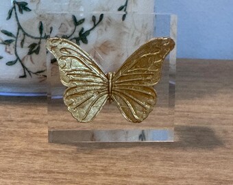 Gold Intaglio Acrylic Block Decor | Chinoiserie Shelf Styling (2x2x1)