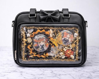 Bolsa de ombro estilo japonês Ita Bag, carteira transparente para exibir pins, ideal para fãs de anime.