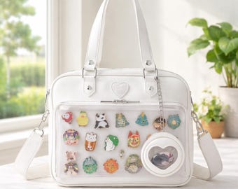 Large Ita Bag Messenger Purse, Clear Pin Display Shoulder Bag for Anime Fans