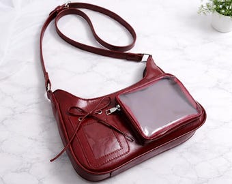 Bolsa transversal transparente estilo japonês Ita Bag, ideal para exibir pins e agradar fãs de anime.