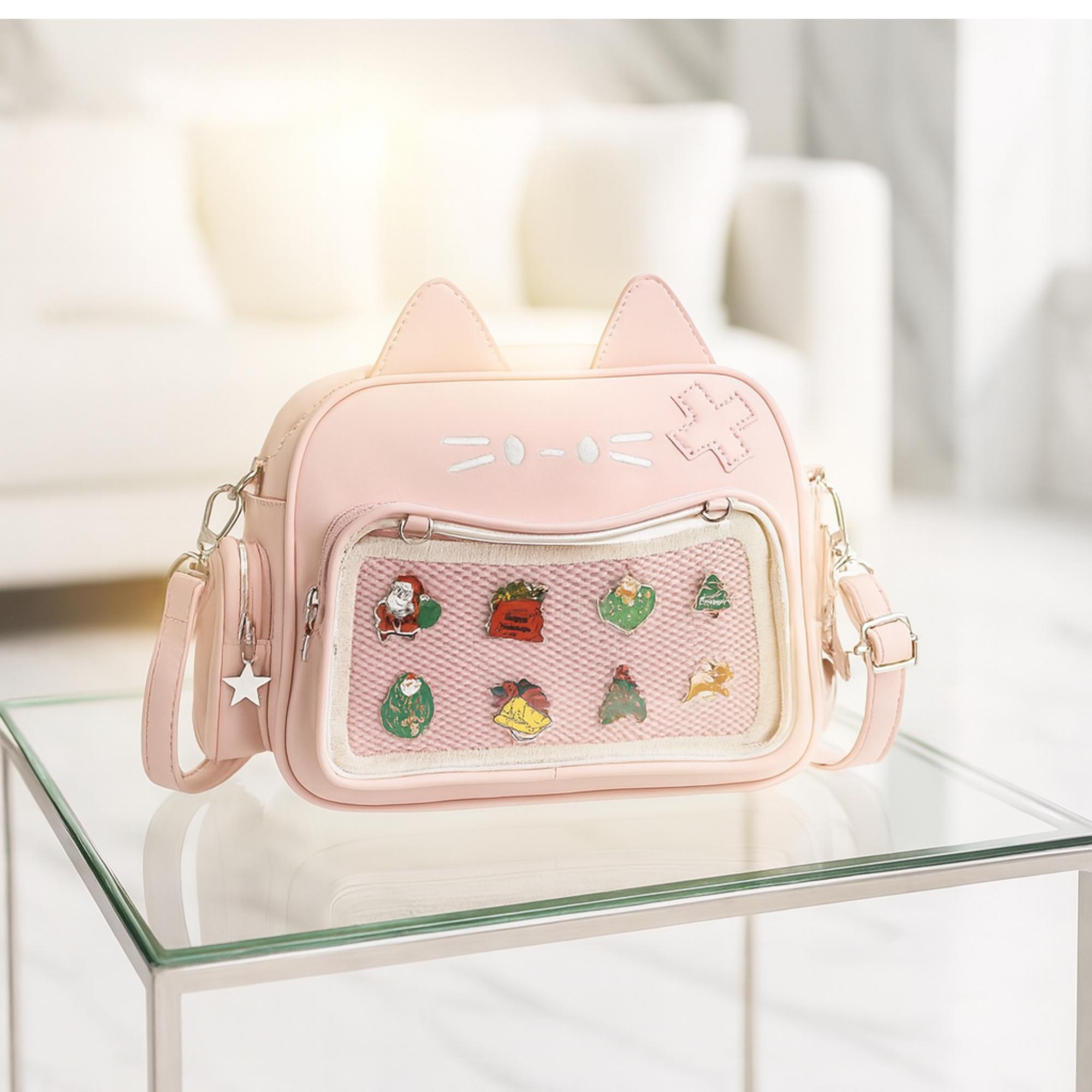 Kawaii Cat Ita Bag Backpack – Clear Pin Display Bag for 