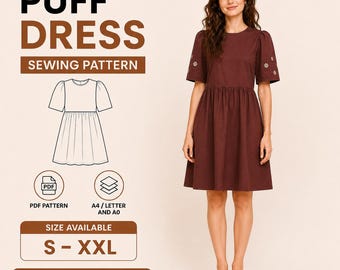 Puff Dress Sewing Pattern | S-XXL | Instant Download |