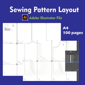 100 pages A4 Digital Sewing Pattern Template of Adobe Illustrator