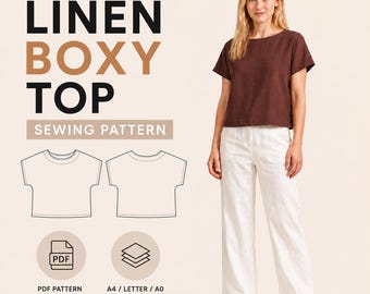 Linen Boxy Top Sewing Pattern | A4 / Letter | A0 | PDF