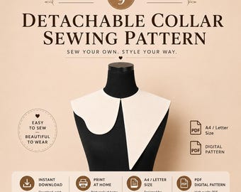 Asymmetrical Detachable Collar Pattern | PDF Sewing Pattern |A4 Letter