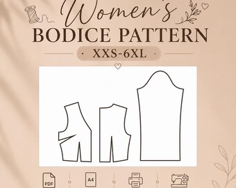 V Neckline Bodice Pattern | PDF Sewing Pattern (A4, A0, Letter)