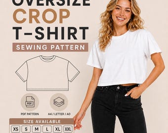 Oversize Crop T-Shirt Pattern PDF | Easy Sewing Project | XS-XXL | Instant Download | Beginner Friendly