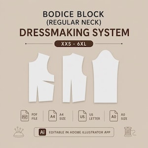 Regular Neck Bodice Pattern | Women's Basic Sewing (Digital Download)| Dressmaking System