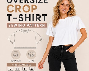 Oversize Crop T-Shirt Pattern PDF | Easy Sewing Project | S-XL | Instant Download | Beginner Friendly