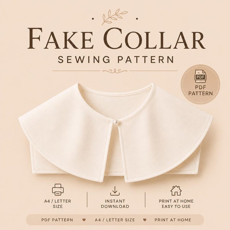 Minimalist Detachable Collar Sewing Pattern, Pearl Button Cape (PDF ...