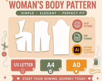 Queen Anne Neck Bodice Pattern | Women's Basic Sewing (Digital Download)