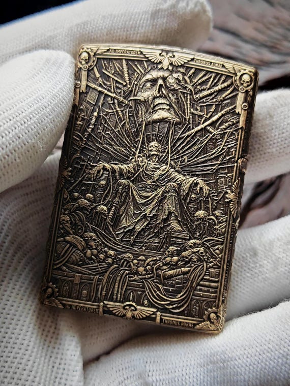 CNC Warhammer 40K Emperor Throne Zippo Lighter Collectible Gift
