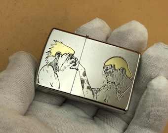 Encendedor Zippo de Itachi y Sasuke: Colección de Anime con Grabados Profundos