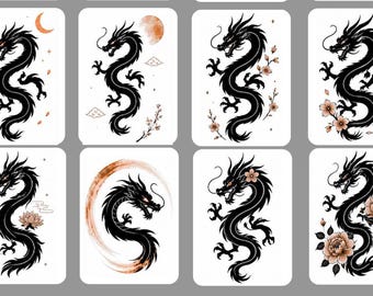 Black Dragon Mahjong Tile 8 decals
