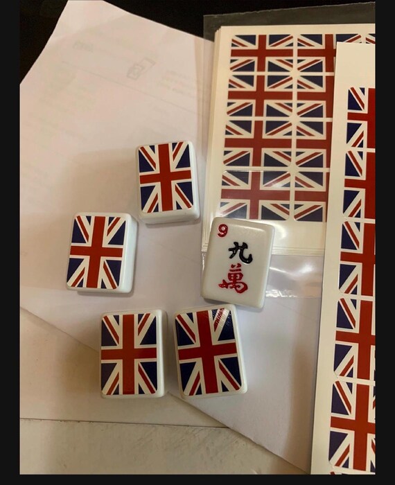 Union Jack, Checkerboards etc festive  Mahjong Tile Back Stickers