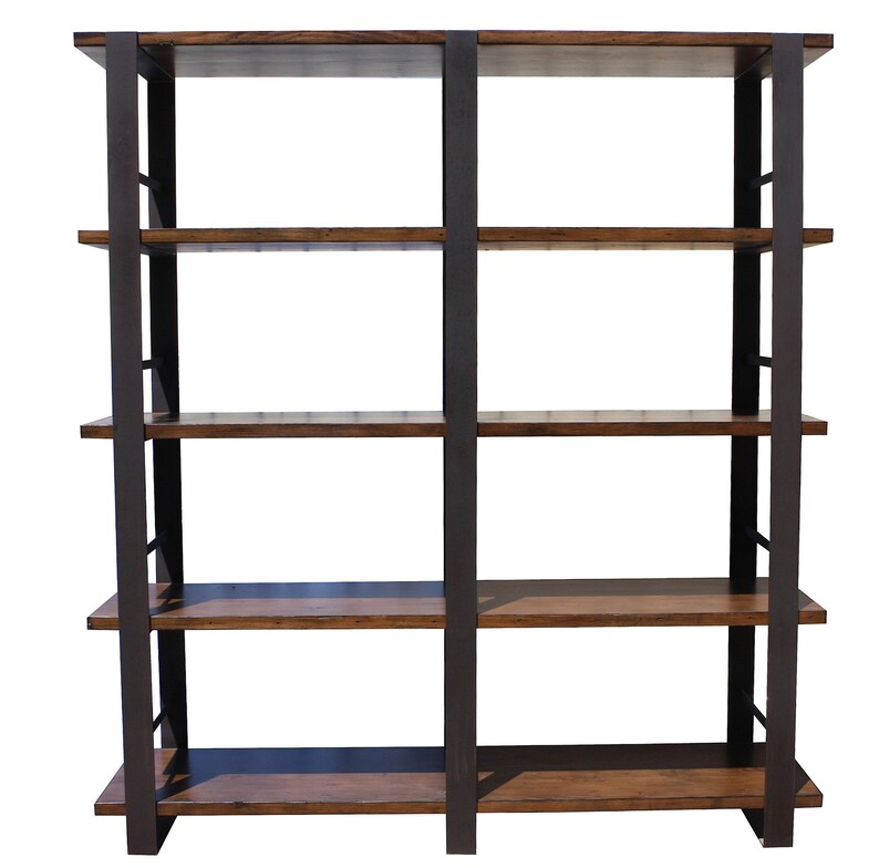 Vintage Distressed Steel and Wood Bookcase Etsy