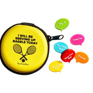 The Best Tennis Gift For Every Player and Team. Colorful Tennis Vibration Dampener 6Pack in Yellow Zipper Pack image 1