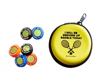 Tennis Vibration Dampener with Mottos in Yellow Gift Packing - Set of 6. Tennis Shock Absorber for Strings. Great for Every player and Kids