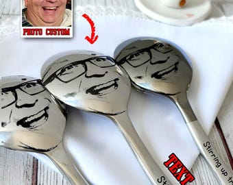 Custom Photo Engraved Stainless Steel Spoon | Personalized Text Kitchenware