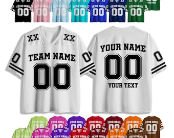 Custom Football Jerseys—Personalized Stitched Name Number Logo, Gifts for Men Women Kids Fans, Customize Football Mesh Shirt Team Uniform