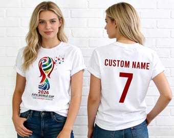 Custom 2026 FIFA World Cup T-Shirt, USA Canada Mexico Soccer Tee, Personalized Name Number Shirt, Football Fan Gift, Unisex/Crop/Baby Tee