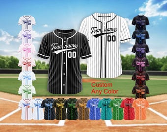 Custom Pinstripe Baseball Jersey with Personalized Team Name Number,Custom Stripe Team Jersey,Baseball Couple Jersey and Gifts,Father's Day
