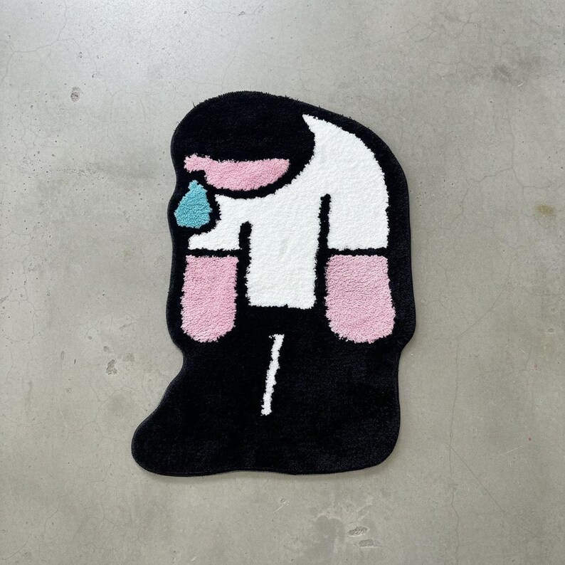 Meme Tufted Rug, Sad Character Aesthetic Accent Rug, Handmade Cool Rug ...