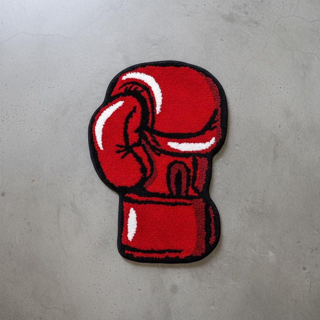 Hand-tufted Red Boxing Glove Rug | Punchy Sports Decor | Unique Accent ...