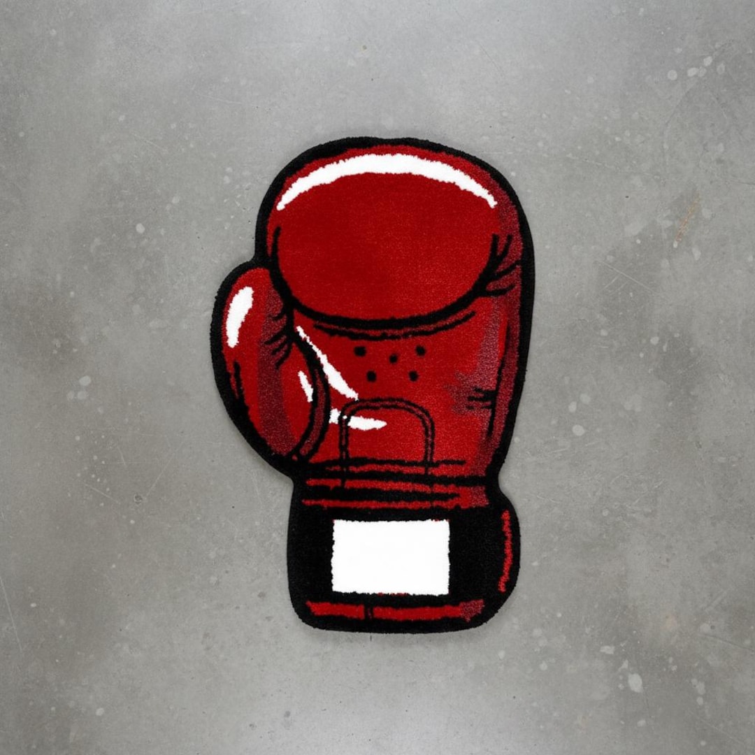 Handmade Red Boxing Glove Rug, Tufted Pop Art Carpet, Funky Aesthetic ...