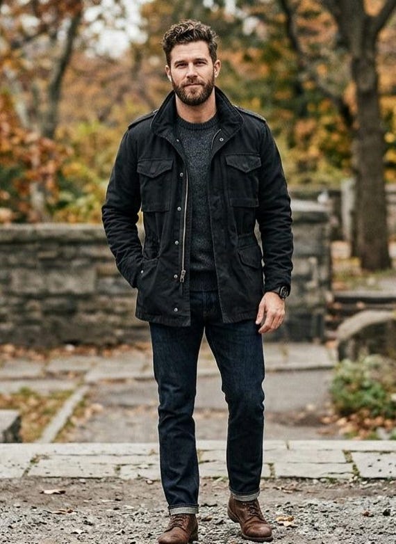 Men's Black M65 Cotton Field Jacket – Military Style Utility Coat