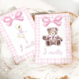 Cartes jalon roses - Jalon bébé peint à la main - Cartes mensuelles fille - Cartes jalon imprimables - Jalons bébé - TÉLÉCHARGEMENT IMMÉDIAT