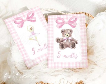 Baby Girl Printable Monthly Milestone Cards Instant Download Watercolor ...