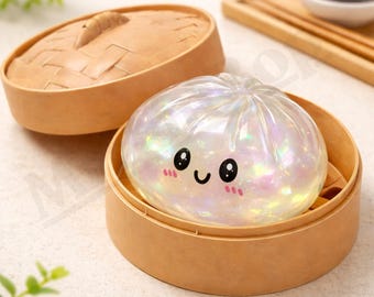 Glitter Dumpling Squishy With Box, Knödelförmiges sensorisches Quetschspielzeug zum Stressabbau