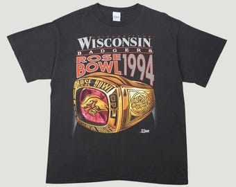 1990's University of Wisconsin Rose Bowl Black Large T-Shirt