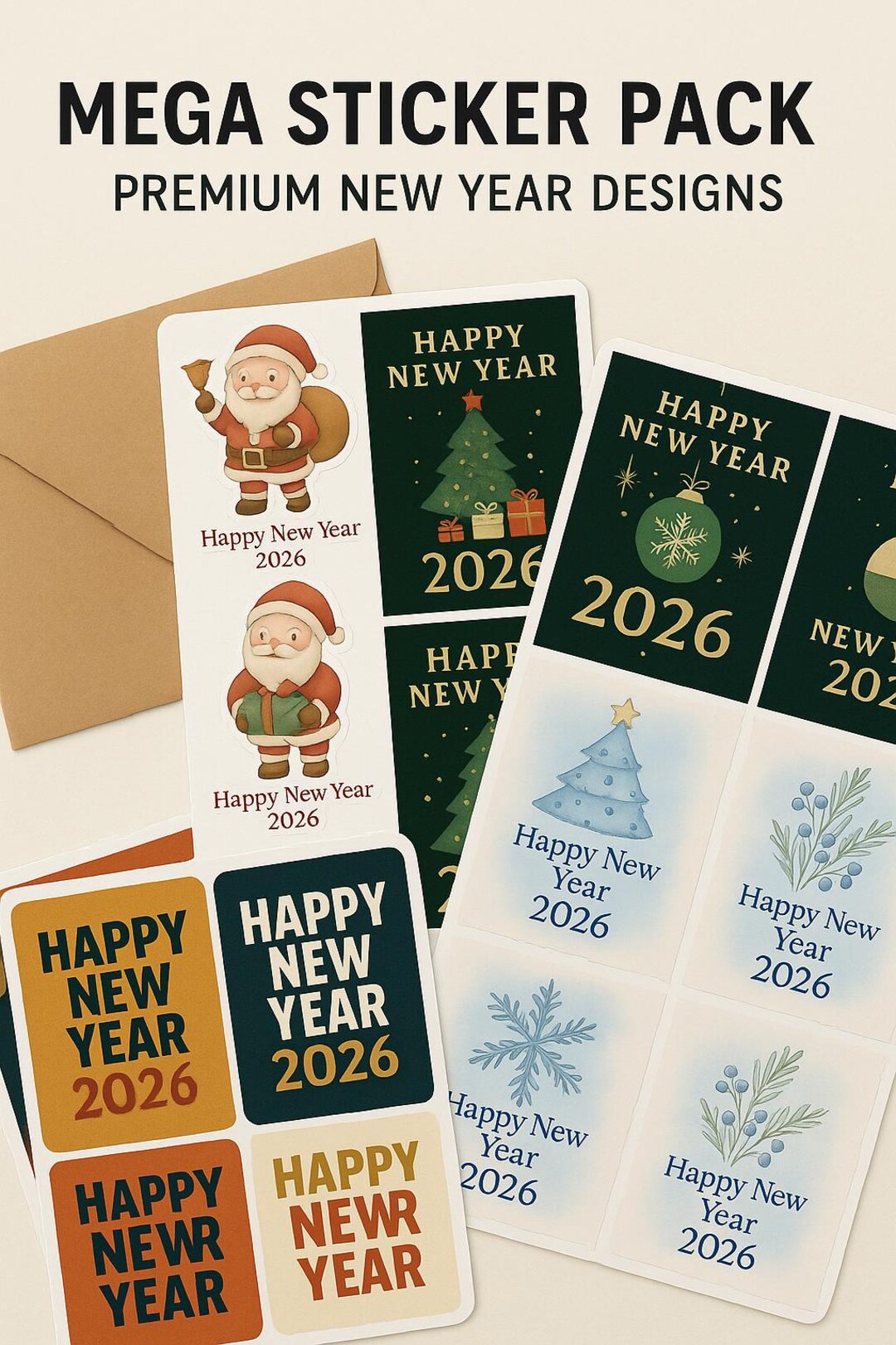 2026 New Year Sticker Bundle Holiday Planner Stickers (digital Download ...