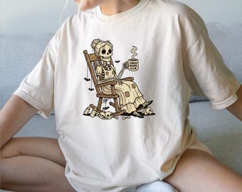 Tired Moms Club Shirt, Skeleton Mom Shirt, Spooky Mama T-Shirt, Retro Halloween Mother Tee, Dead Tired Exhausted Mom, Alternative Gift