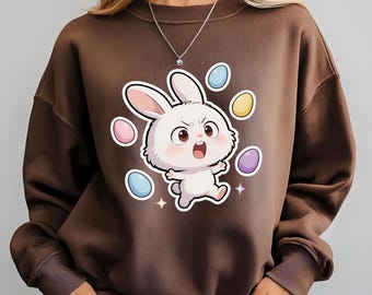 Cute Angry Bunny Shirt, Grumpy Rabbit Graphic Tee, Kawaii Chibi Easter Hoodie, Funny Pastel Egg Outfit, Sarcastic Teen Girl Gift