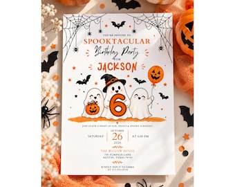 Halloween Birthday Invitation, Editable Canva Template, Spooky Kids Party Invite, Printable Halloween Party Invitation, Custom Invitation!