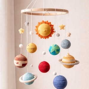 Patrón de crochet para móvil del sistema solar / con instrucciones de montaje en PDF