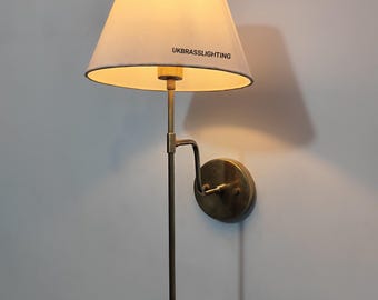 Brass Wall Sconce with Fabric Shade | Vintage-Style  Wall Light | Elegant Bedside & Hallway Lighting