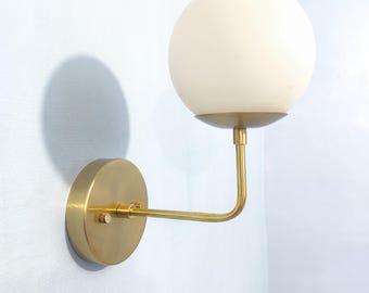 Brass Globe Wall Sconce | Mid-Century Minimalist Light