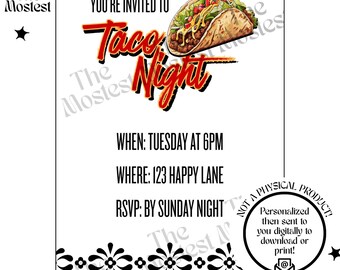 Taco Night | Mexican Food Fiesta Tuesday Dinner Theme Party | Personalized Digital Invitation