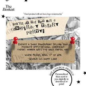 Funny Conspiracy Theory Presentation Party Invite | Personalized Digital Invitation