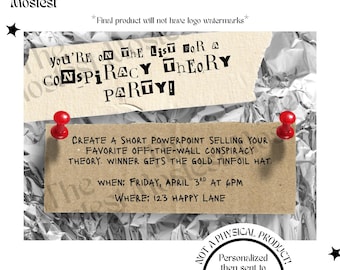 Funny Conspiracy Theory Presentation Party Invite | Personalized Digital Invitation