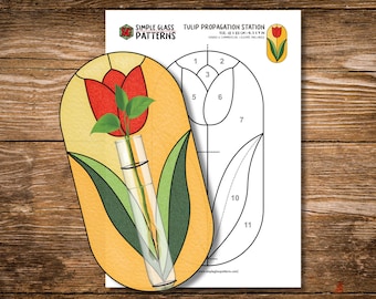 Rote Tulpe – Buntglas-Muster • Sonnenfänger für die Pflanzenzucht (Digitaler Download)