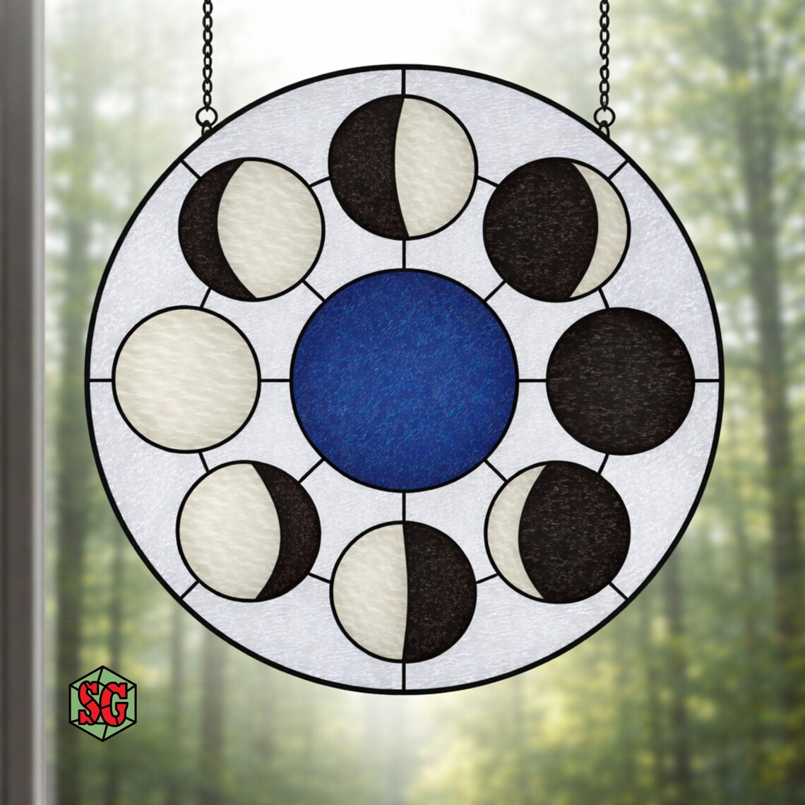 Moon Phases Stained Glass Pattern • Celestial Suncatcher Designs for ...