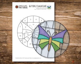 Einfaches Schmetterlings-Glasfenstermuster • Sonnenfänger-Designs für Anfänger (Digitaler Download)