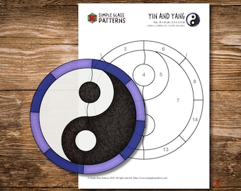 Yin-Yang-Glasmalerei-Muster • Einfache Sonnenfänger-Designs für Anfänger • Cricut-kompatibel (Digitaler Download)