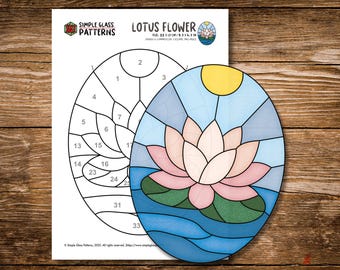 Lotusblumen-Glasmalerei-Muster • Florale Sonnenfänger-Designs für Anfänger • Cricut-kompatibel (Digitaler Download)