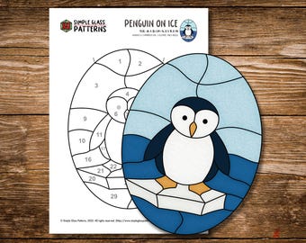Pinguin auf dem Eis – Glasmalerei-Vorlage • Sonnenfänger für Anfänger • Cricut-kompatibel (Digitaler Download)